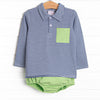 Levi Diaper Set, Green and Navy Stripe