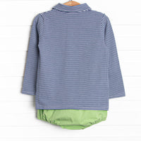 Levi Diaper Set, Green and Navy Stripe
