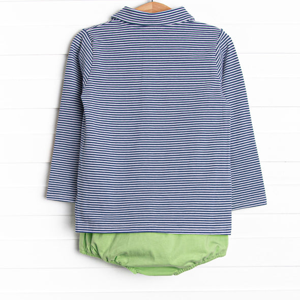 Levi Diaper Set, Green and Navy Stripe