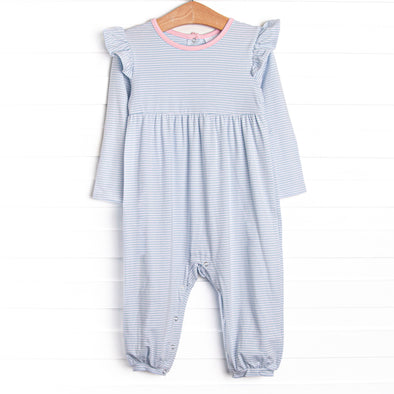 Gracie Romper, Pink and Blue Stripe