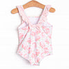 Poolside Peonies One Piece, Pink