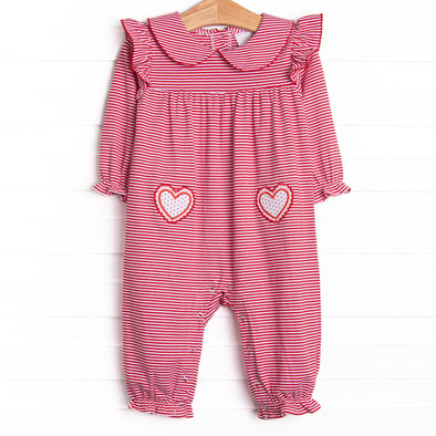 Flirt and Flutter Applique Romper, Red