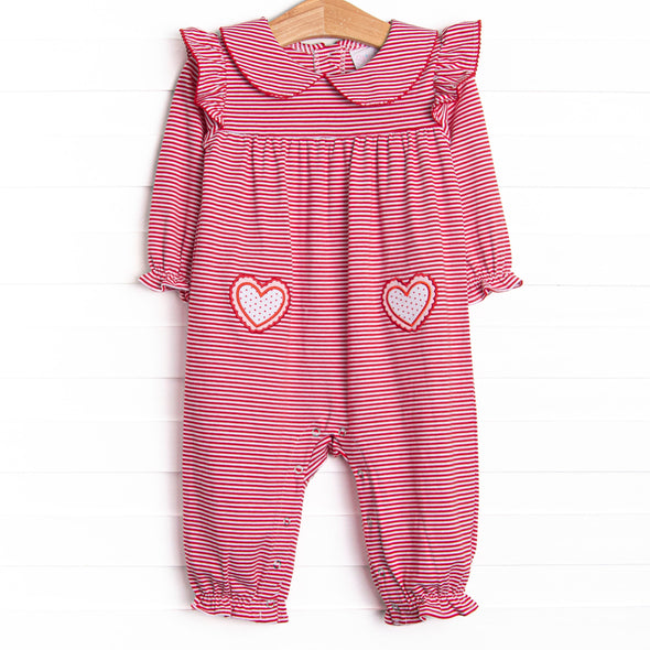 Flirt and Flutter Applique Romper, Red