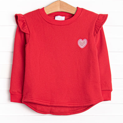 Flirt and Flutter Embroidered Sweatshirt, Red