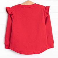 Flirt and Flutter Embroidered Sweatshirt, Red