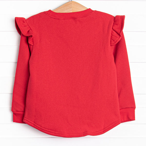 Flirt and Flutter Embroidered Sweatshirt, Red