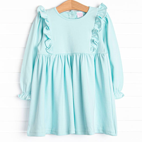 Lillie Flutter Pima Long Sleeve Dress, Mint