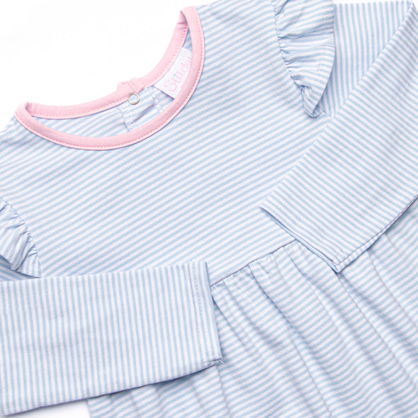 Gracie Romper, Pink and Blue Stripe