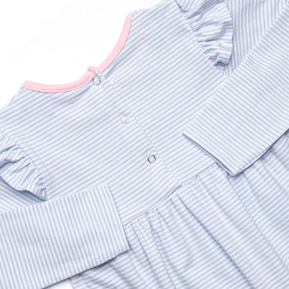 Gracie Romper, Pink and Blue Stripe