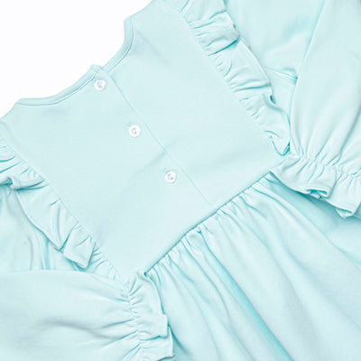 Lillie Flutter Pima Long Sleeve Dress, Mint