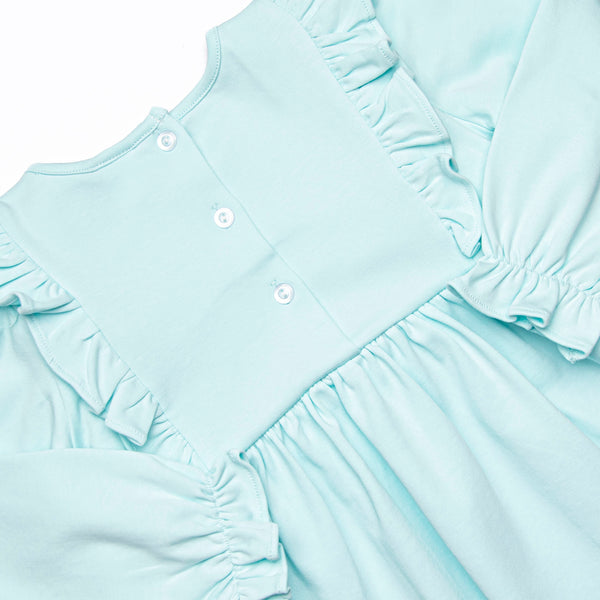 Lillie Flutter Pima Long Sleeve Dress, Mint