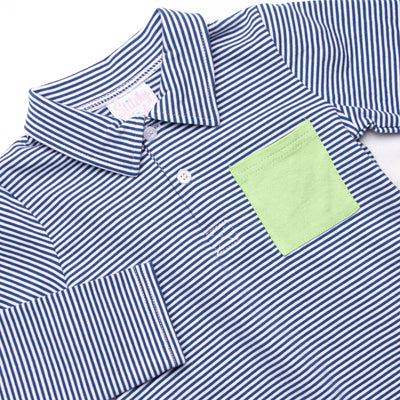 Levi Pant Set, Green and Navy Stripe