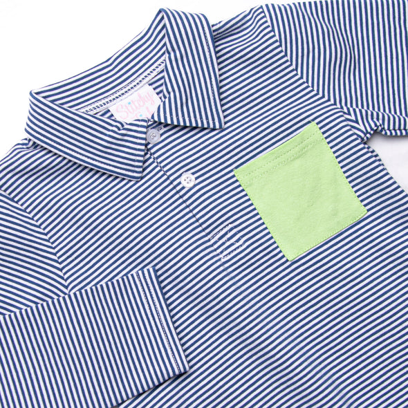 Levi Pant Set, Green and Navy Stripe