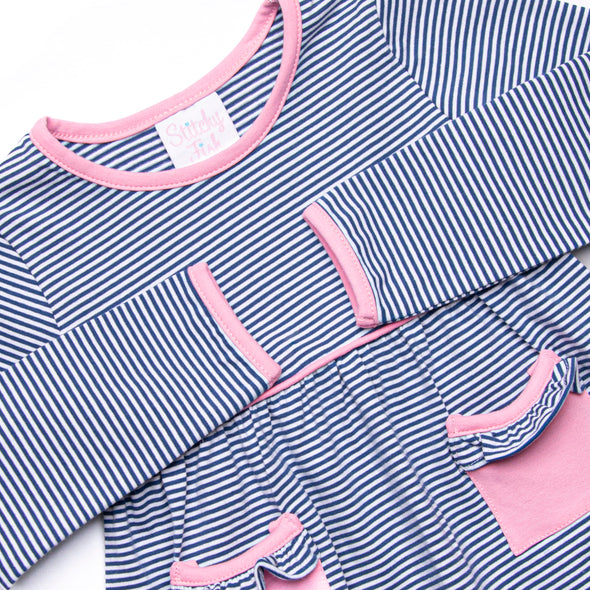 Lexie Legging Set, Pink and Navy Stripe