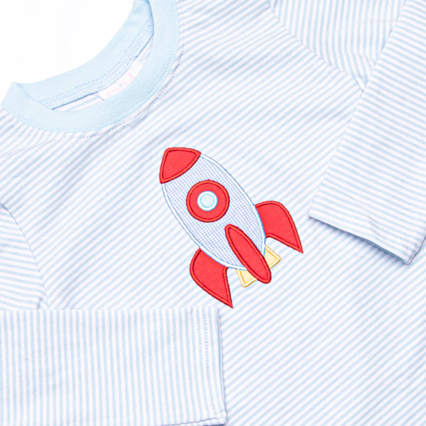 Outer Space Adventure Applique Top, Blue
