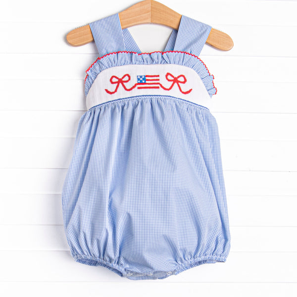Brave Bows Smocked Bubble, Blue
