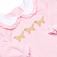 Golden Days Embroidered Bubble, Pink Stripe