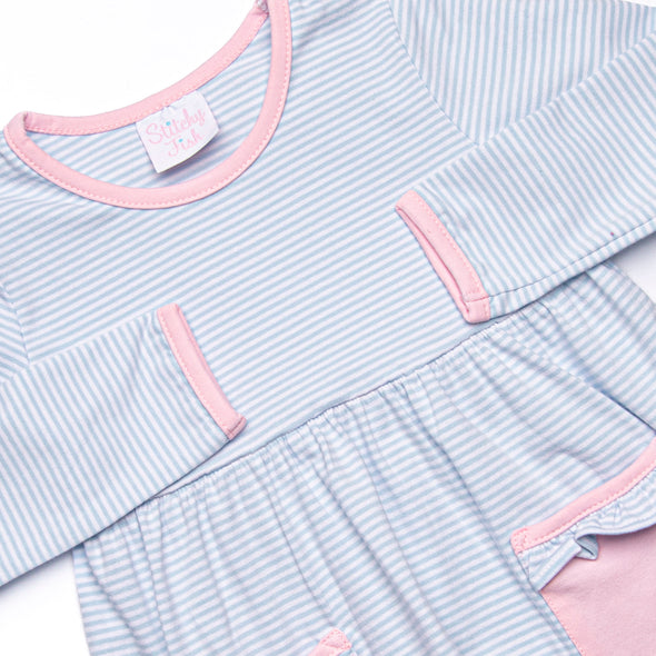 Lexie Pocket Dress, Pink and Blue Stripe