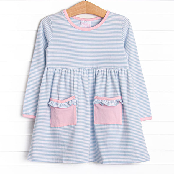 Lexie Pocket Dress, Pink and Blue Stripe