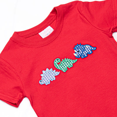 Roar and Explore Applique Short Set, Red