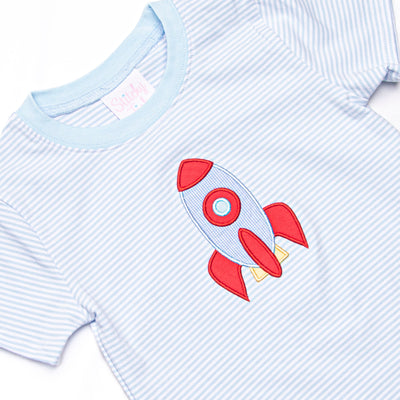 Outer Space Adventure Applique Pant Set, Blue