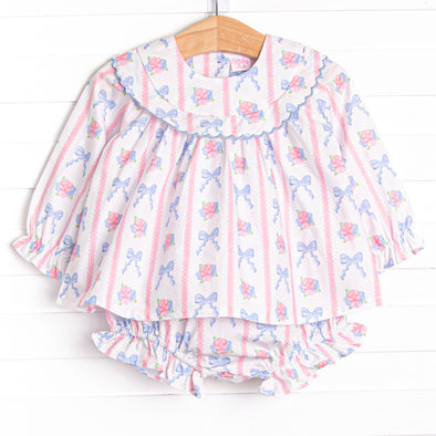 Rose of Bows Diaper Set, Blue