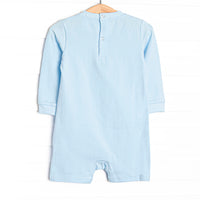 Take to the Sky Applique Short Romper, Blue