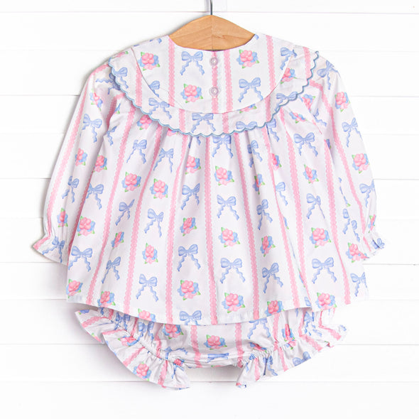 Rose of Bows Diaper Set, Blue