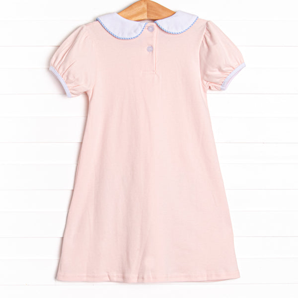 Pocket Petals Embroidered Dress, Pink