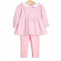 Golden Days Embroidered Legging Set, Pink Stripe