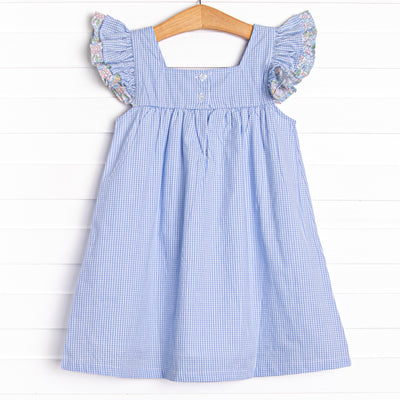 Lemon Drop Applique Dress, Blue