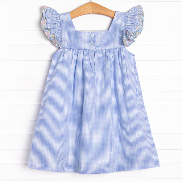 Lemon Drop Applique Dress, Blue