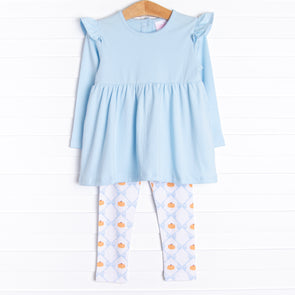 Prim and Proper Pumpkins Legging Set, Blue