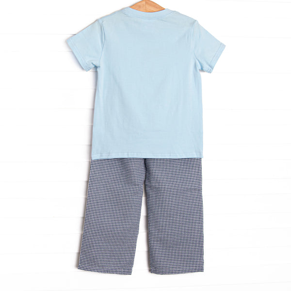 Take to the Sky Applique Pant Set, Blue