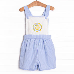 Lemon Drop Applique Short Romper, Blue