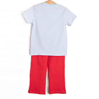 Outer Space Adventure Applique Pant Set, Blue