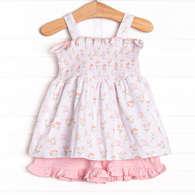 Spring Breeze Ruffle Short Set, Pink