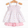 Spring Breeze Ruffle Short Set, Pink