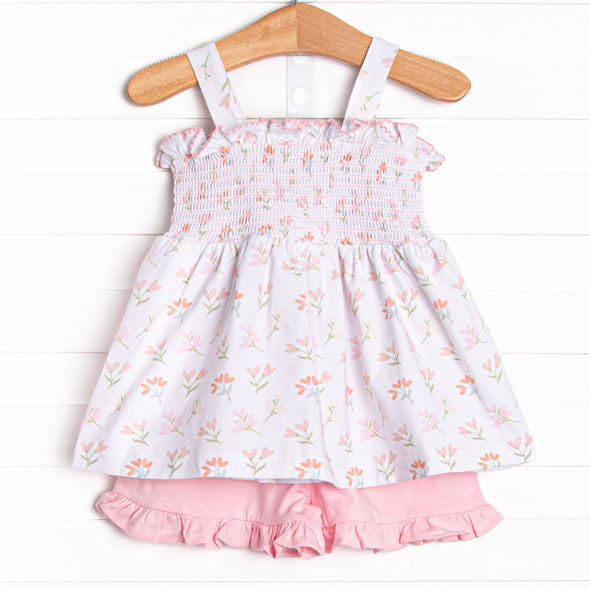 Spring Breeze Ruffle Short Set, Pink