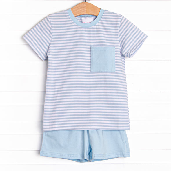 Little Boy Blue Short Set, Blue Stripe