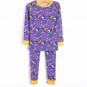 Mardi Gras March Bamboo Pajama Set, Purple