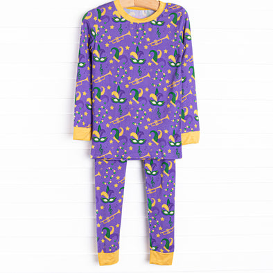 Mardi Gras March Bamboo Pajama Set, Purple