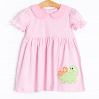 Prehistoric Pumpkins Applique Dress, Pink