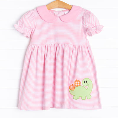 Prehistoric Pumpkins Applique Dress, Pink