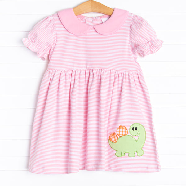 Prehistoric Pumpkins Applique Dress, Pink