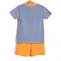 Eli Short Set, Orange and Navy Stripe