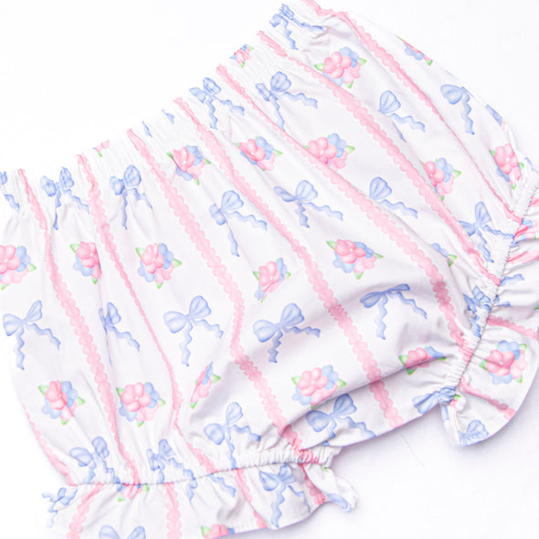 Rose of Bows Diaper Set, Blue