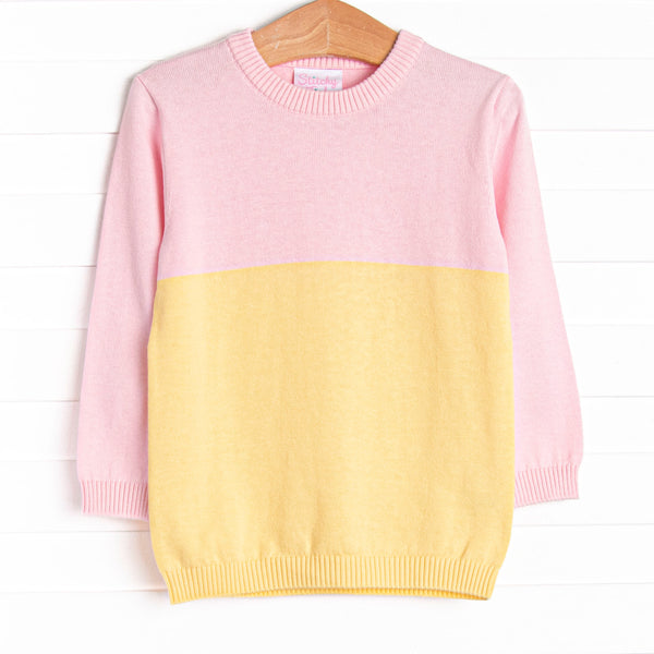 Color Block Sweater, Pink and Yellow