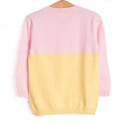 Color Block Sweater, Pink and Yellow