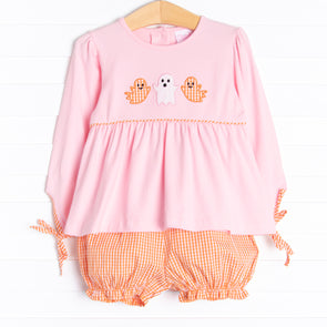 Mostly Ghostly Applique Bloomer Set, Pink